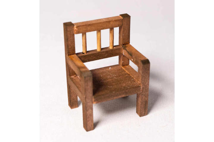 Kleiner Stuhl, Miniatur, Dunkelbraun, Zubehör Wichteltür