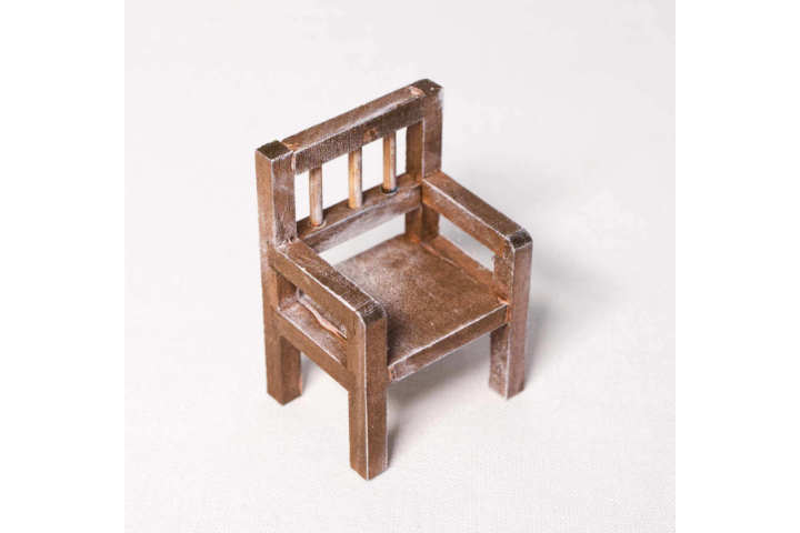 Kleiner Stuhl, Miniatur, Dunkelbraun Vintage, Zubehör Wichteltür
