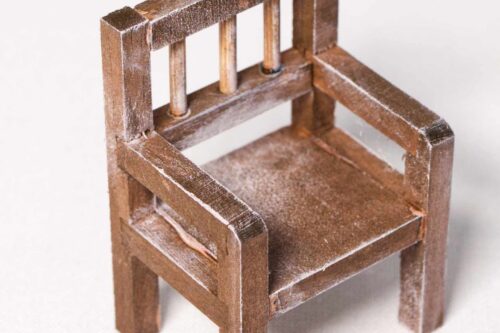 Kleiner Stuhl, Miniatur, Dunkelbraun Vintage, Zubehör Wichteltür