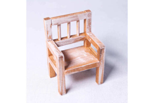 Kleiner Stuhl, Miniatur, Rotlbraun Vintage, Zubehör Wichteltür