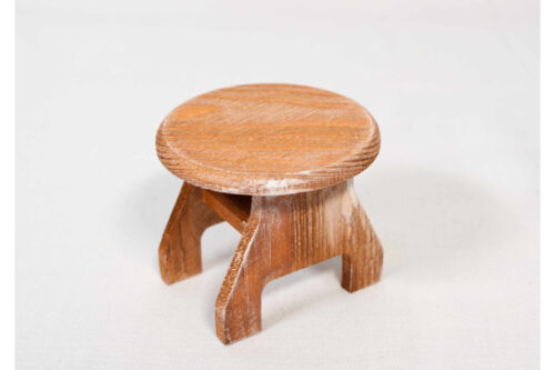 Runder Holztisch, Miniatur, Farbe Rotbraun Vintage