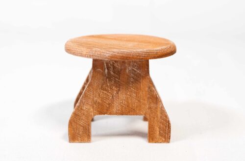 Runder Holztisch, Miniatur, Farbe Rotbraun Vintage