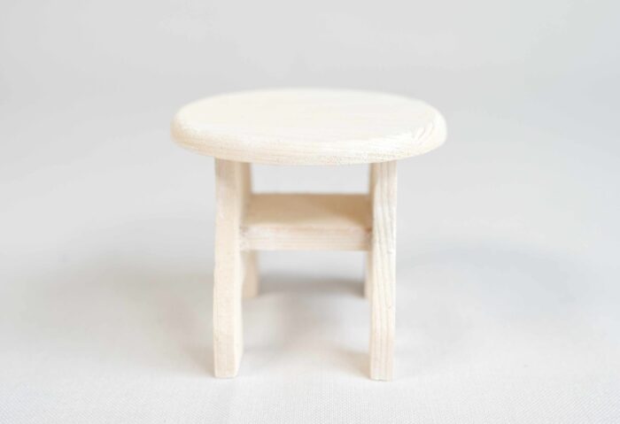 Runder Holztisch, Miniatur, Farbe Weiß