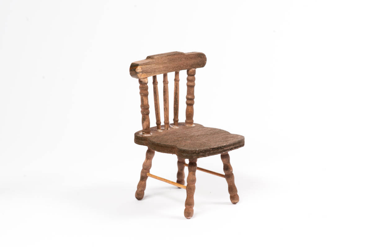 Miniatur Stuhl, Zubehör Möbel Wichteltür, Dunkelbraun
