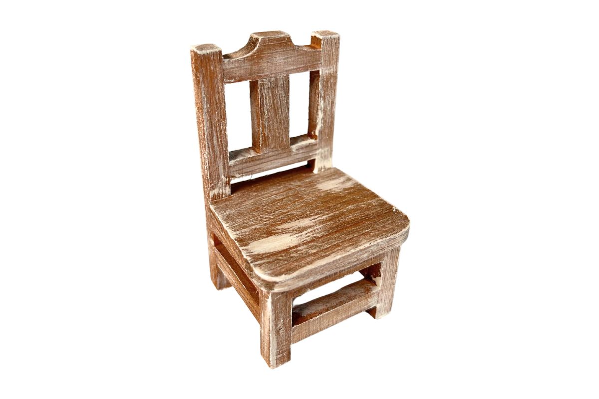 Stuhl, Möbel Wichteltür, Miniatur, Rotbraun Vintage