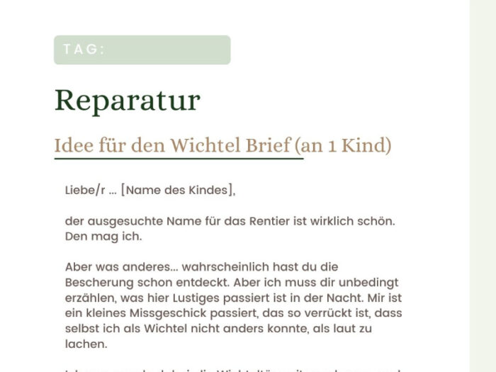 Inhalt E-Book "Wichtel Streiche Baustelle" - Wichtel Streich Popcorn Auszug Wichtel Brief